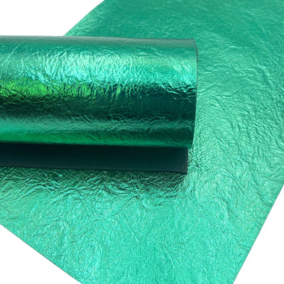 Green Metallic Textured Faux Leather Sheet