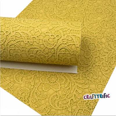 Buttercup Floral Embossed Faux Leather Sheets, PVC Faux Leather Sheet, Embroidery Sewing Vinyl, Vegan Leatherette