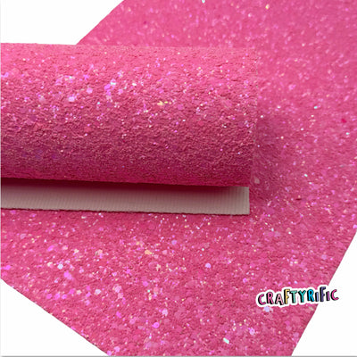 Electric Pink Chunky Glitter Canvas Sheets, Hearts and Stars Chunky Glitter Fabric Sheet, Canvas Fabric for Bows