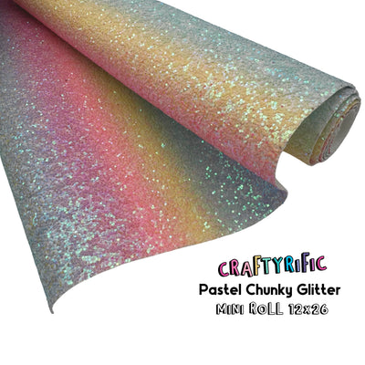 Pastel Rainbow Chunky Glitter Roll 12x26in