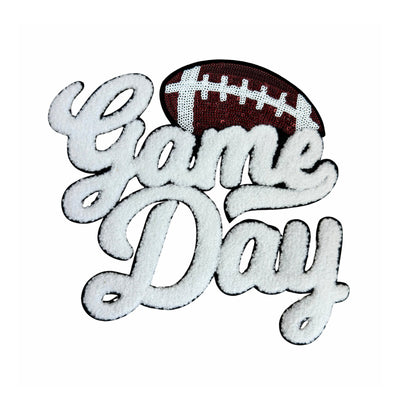 Game Day Chenille Patch, Football Sequin Iron On Patch, T-Shirt patch, Heat Transfer Patch