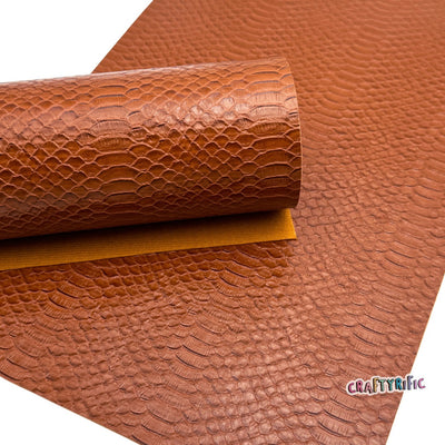 Toffee Snake Pattern Faux Leather Sheet, Textured Faux Leather for Bows and Earrings, Vegan Leather Fabic for Crafts