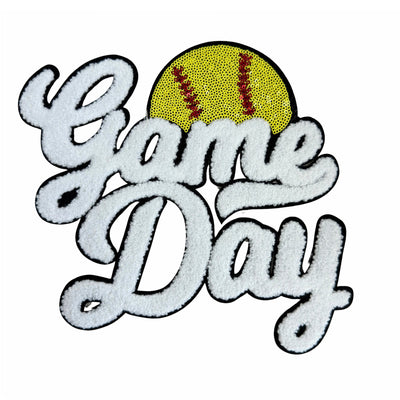Game Day Chenille Patch, Softball Sequin Iron On Patch, T-Shirt patch, Heat Transfer Patch