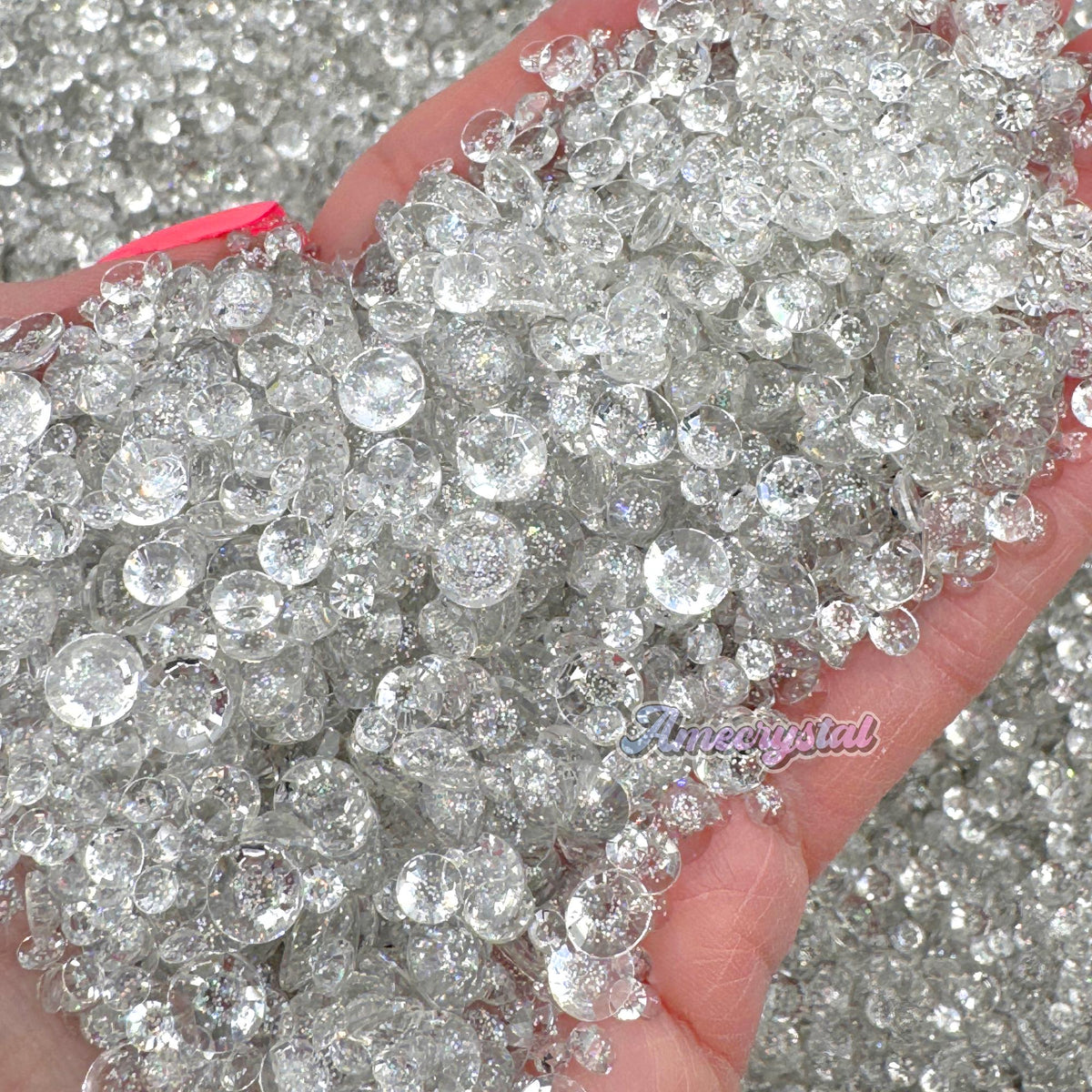 Silver Translucent Glitter Resin Rhinestone Mixed Sizes- 1500pcs ...