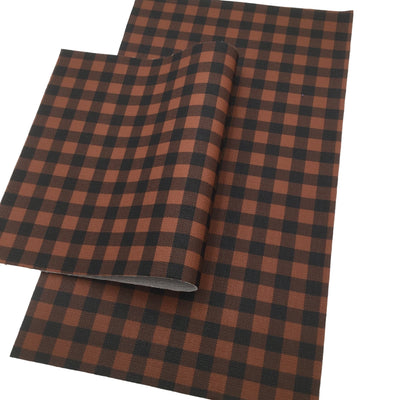 BROWN BUFFALO PLAID Faux Leather Sheet