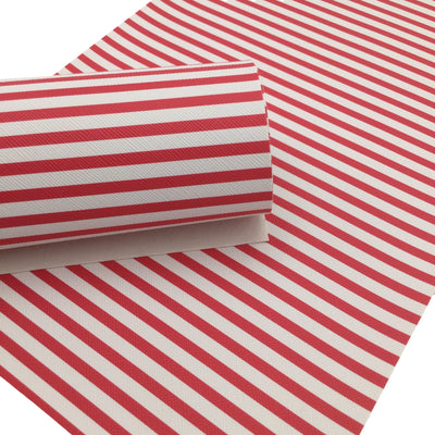 RED & WHITE Stripes Faux Leather Sheets