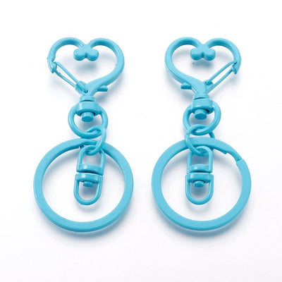 2 Turquoise Blue Swivel Lobster Clasp Keychain