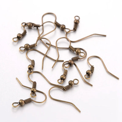 100 Pcs Earring hooks - Antique Bronze - Nickel free