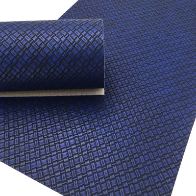 BLUE BASKETWEAVE Faux Leather Sheet