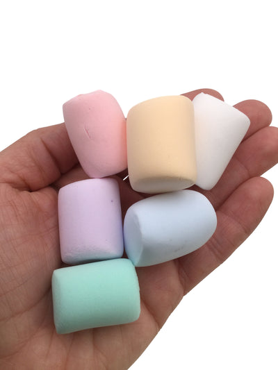4  Large Multi Color Pastel Fake Marshmallows, Air Dry Clay Marshmallow, Kawaii Cabochon, Decoden, Slime Material
