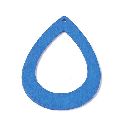 10 pcs BLUE TEARDROP Wood Earring Pendant