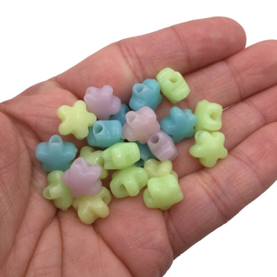 20 Pastel Flower Beads 10mm, Gumball Beads, Chunky Beads