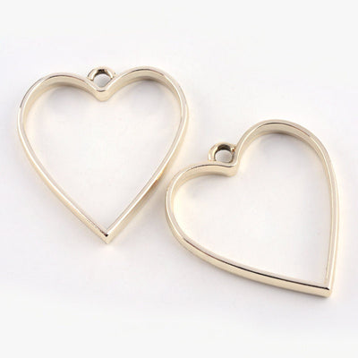 2 Gold Heart Open Bezel Pendant