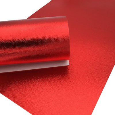METALLIC RED SAFFIANO Faux Leather Sheets, Saffiano Texture, Leather for Earrings, Fabric Sheet, Textured Leather - 0230