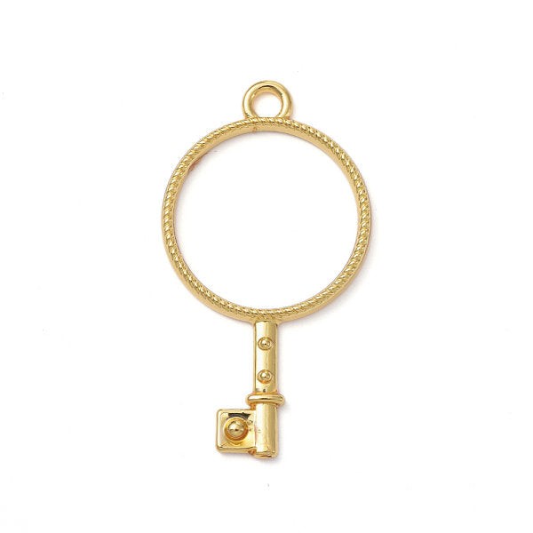 2 Gold Open Round Key Charm Open Bezel Pendant – Craftyrific