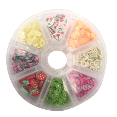 Fruits Wheel, Polymer Clay Sprinkle, Sets of 8 Polymer Clay Fruits Themed, C089