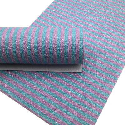 BLUE PURPLE STRIPES Chunky Glitter fabric Sheets