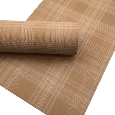 TAN PLAID Embossed Faux Leather Sheet