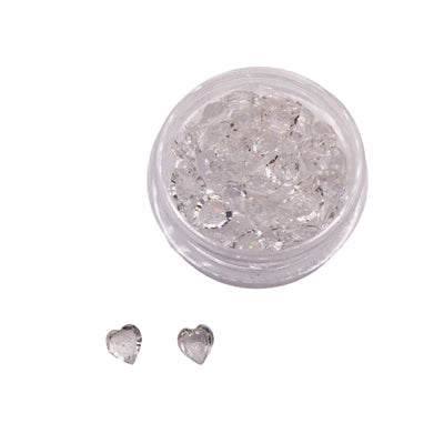 Clear 5mm Heart Resin Rhinestone Cabochon in Container