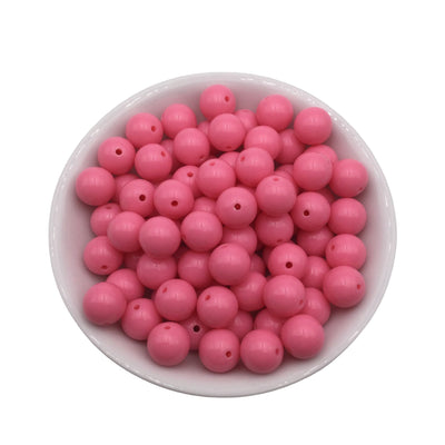 50 Rouge Pink Bubblegum Beads 12mm