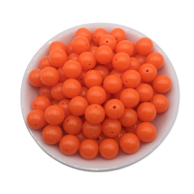 50 Neon Orange Bubblegum Beads 12mm