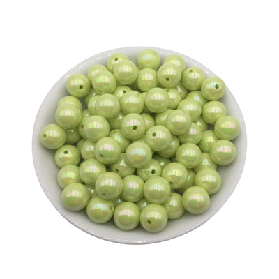 12mm Lime Green AB Bubblegum Beads 50pcs