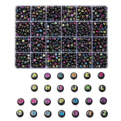 Black Multicolor Alphabet Letter Beads Box