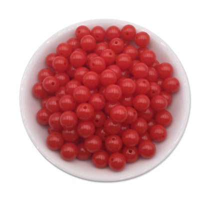 50 Cherry Red Bubblegum Beads 10mm, Acrylic Beads, Chunky Beads for Jewelry