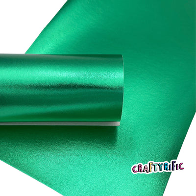 Green Metallic Smooth Faux Leather Sheets