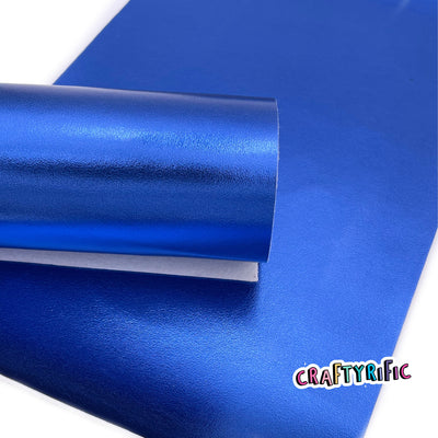 Royal Blue Metallic Smooth Faux Leather Sheets
