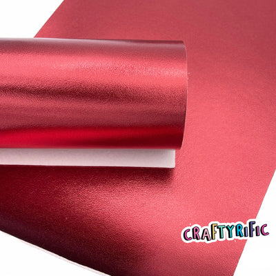 Burgundy Red Metallic Smooth Faux Leather Sheets