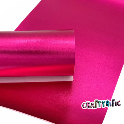 Hot Pink Metallic Smooth Faux Leather Sheets