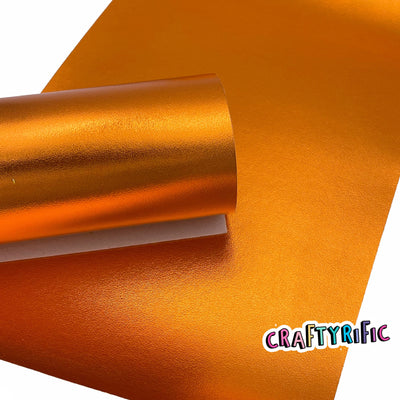 Orange Metallic Smooth Faux Leather Sheets