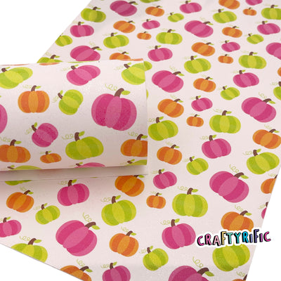Pink Pumpkins Sparkle Suede Fabric Sheets