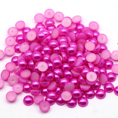 Magenta Pink Flat Back Pearls
