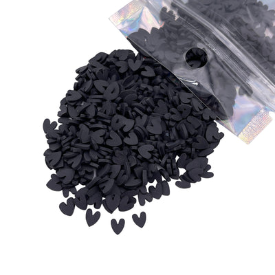 Tiny Black Hearts Clay Slices, 5mm Heart Polymer Clay Slices, Fake Sprinkles, Jimmies, Clay Slices for Nails, Resin Crafts and Slime