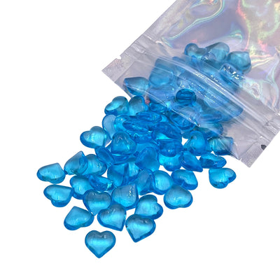 10mm Blue Translucent Hearts