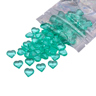 10mm Teal Blue Translucent Hearts