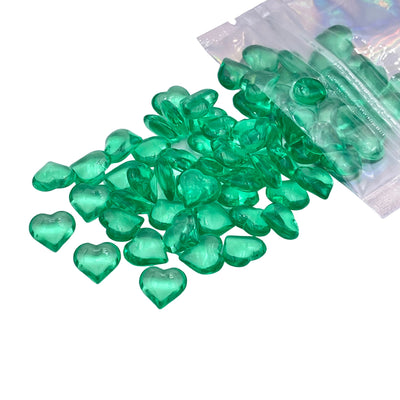 10mm Green Translucent Hearts