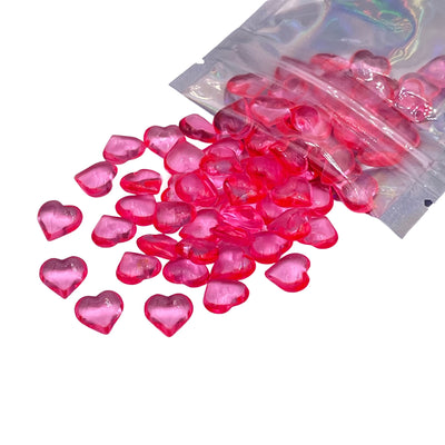 10mm Hot Pink Translucent Hearts