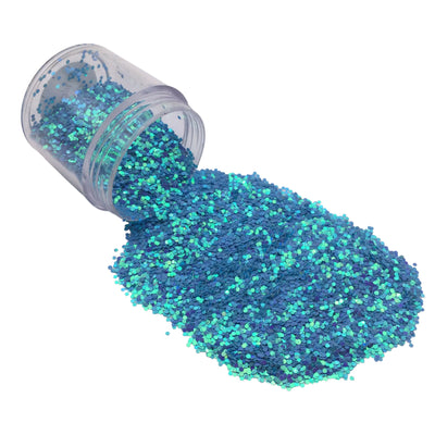 CAROLINA BLUE Hex Shape Glitter 10g Jar, Loose Glitter, Polyester Glitter, Solvent Resistant, Premium Quality Glitter