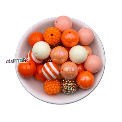 Shades of Orange Chunky Bubblegum Beads 20mm 24pcs Pack