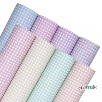 Pastel Gingham Faux Leather Sheets, Easter Custom Leather Sheets, Leather for Earrings
