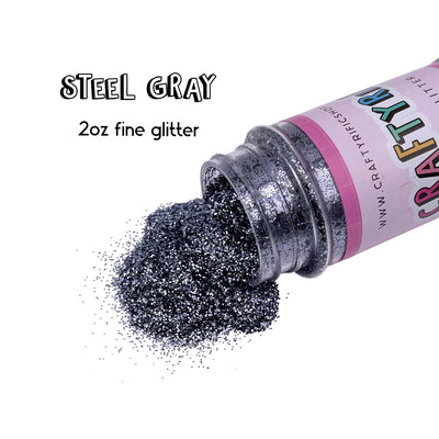 Steel Gray Fine Glitter 2oz Bottle
