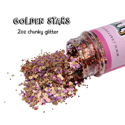 Golden Stars Chunky Glitter Mix 2oz Bottle