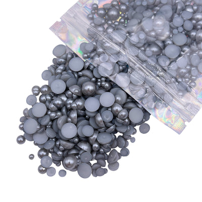 Dark Gray Mixed Sizes Flatback Pearl 1000 Pieces
