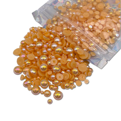 AB Peach Mixed Sizes Flatback Pearl 1000 Pieces