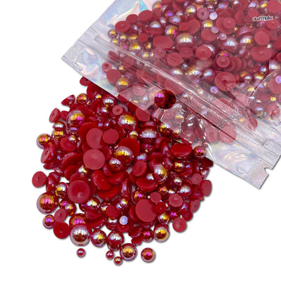 AB Red Mixed Sizes Flatback Pearl 1000 Pieces