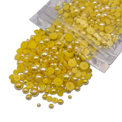 AB Yellow Mixed Sizes Flatback Pearl 1000 Pieces