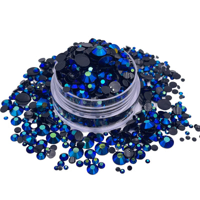 Plated Blue AB Mixed Sizes Jelly Rhinestones 2000 Pieces